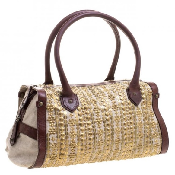 Christian Louboutin Gold and Brown Satchel with Luxurious Embellishments- As is - Picture 2 of 14